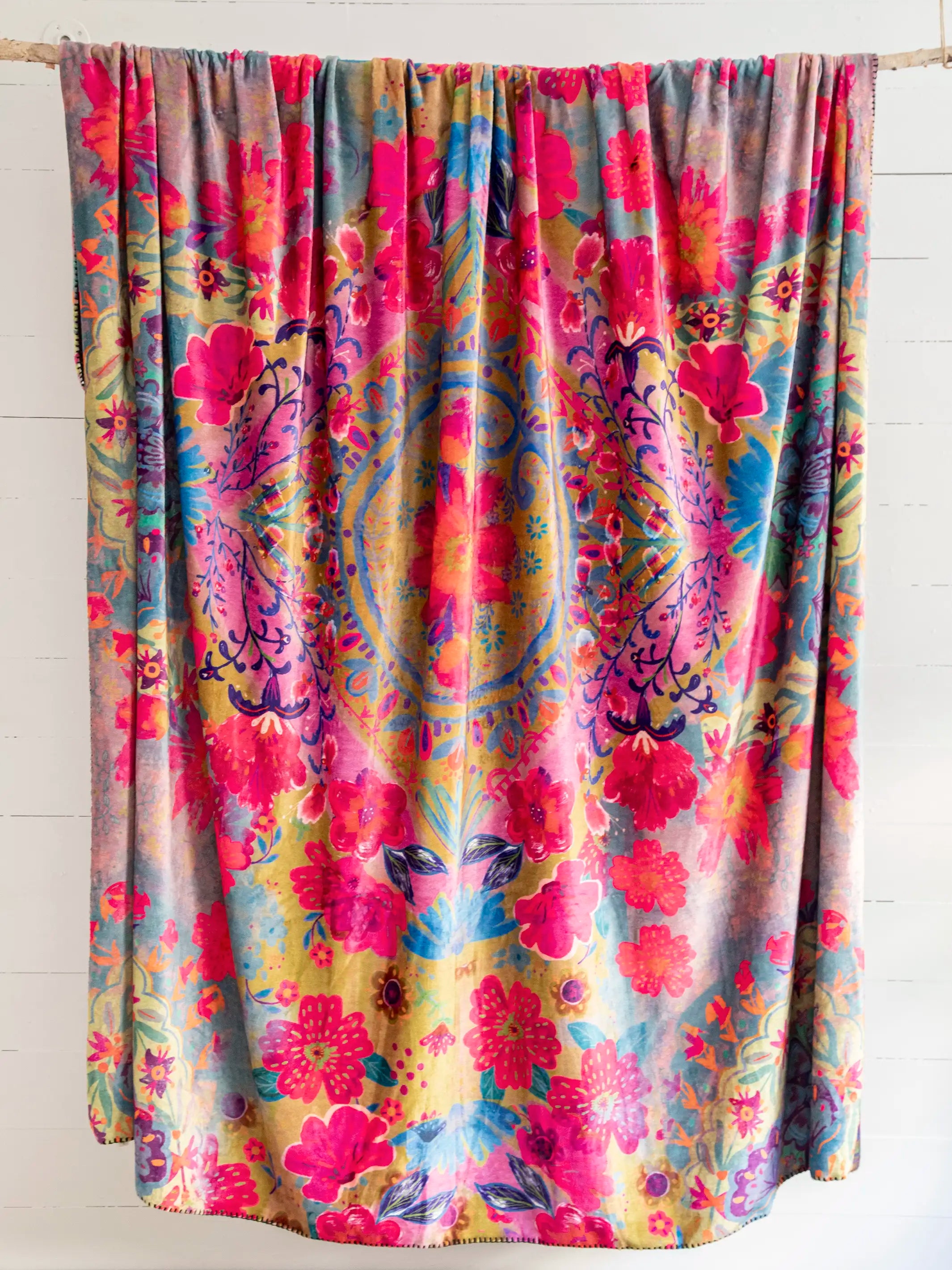 DoubleSided Cozy Coverlet Watercolor Floral Natural Life