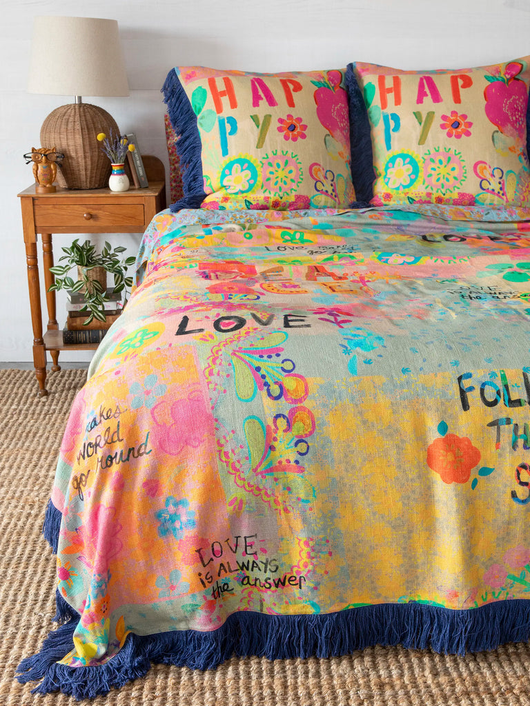 Cotton Matty Fringe Bedspread - Life Is A Canvas-view 1