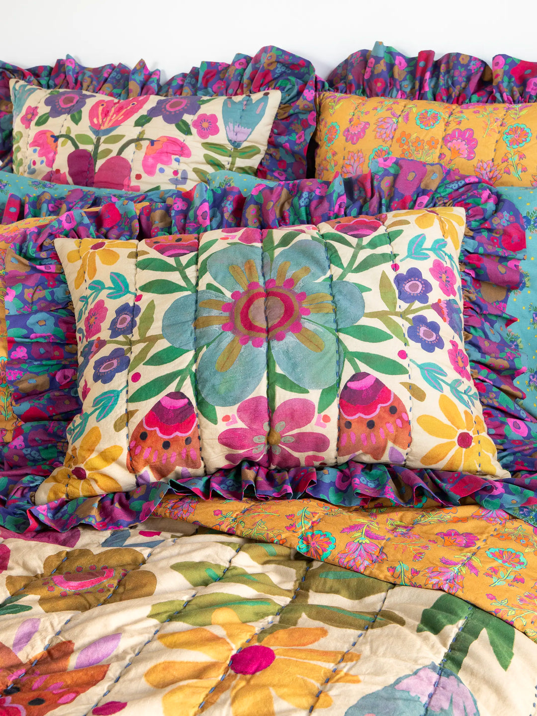 Bungalow Reversible Cotton Quilt - Boho Floral
