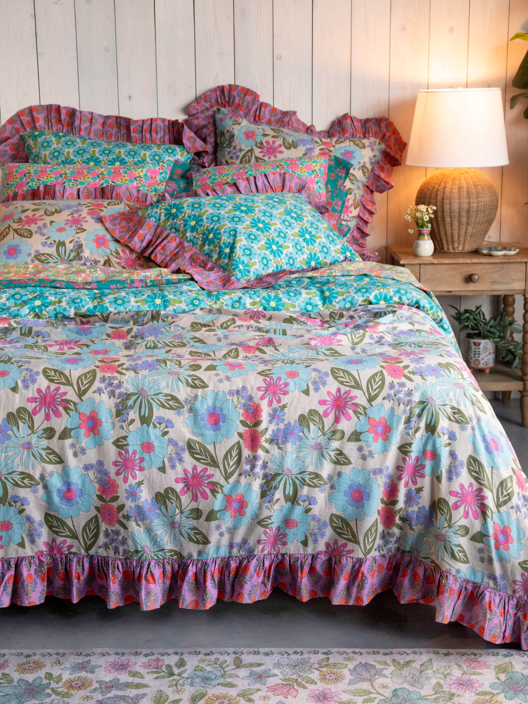So Soft Cotton Reversible Euro Sham - Retro Blooms
