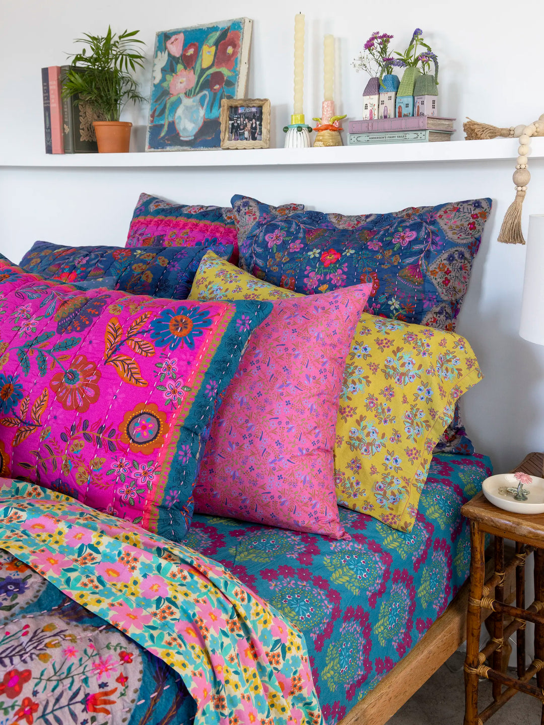 Bungalow Reversible Cotton Shams, Set of 2 - Magic Folk Garden