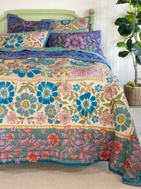 Bungalow Reversible Cotton Quilt - Flower Spell Bandana-view 1