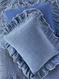 Cotton Ruffle Shams, Set of 2 - Vintage Blue-view 1