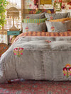 Embroidered Denim Duvet Cover - Light Grey-view 1