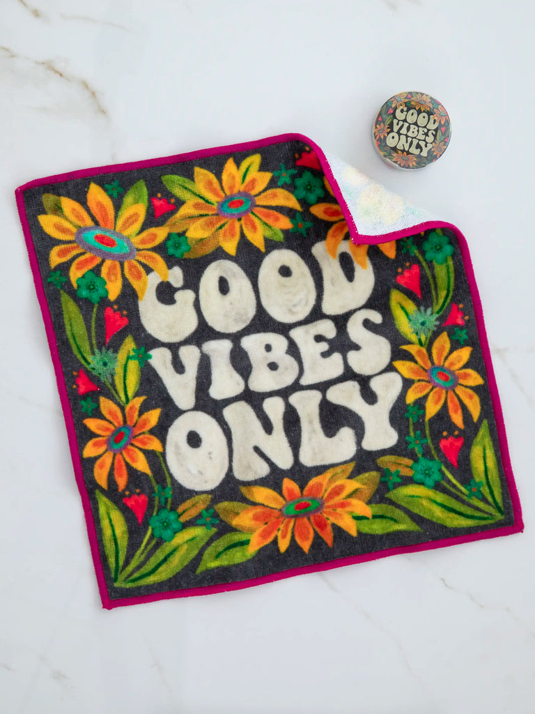 So Soft Washcloth - Charcoal Good Vibes Only-view 2