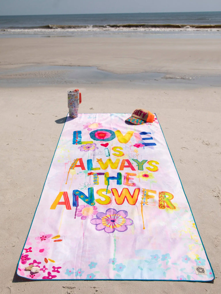 Double-Sided Microfiber Beach Towel - Love Is Always The Answer-view 1