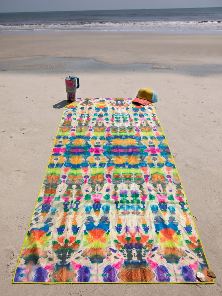 Double-Sided Microfiber Beach Towel - Teal Follow The Sun-view 2
