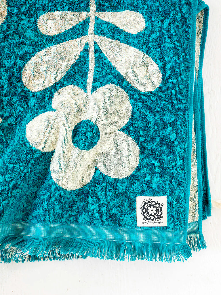 Cotton Bungalow Beach Towel - Dark Teal-view 2