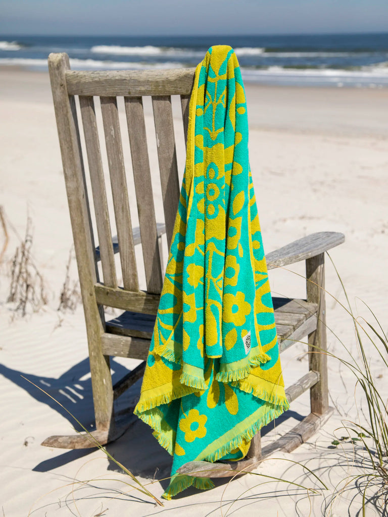 Cotton Bungalow Beach Towel - Turquoise-view 1