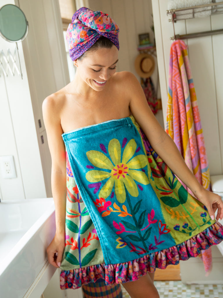Shower Body Towel Wrap - Flowers-view 1