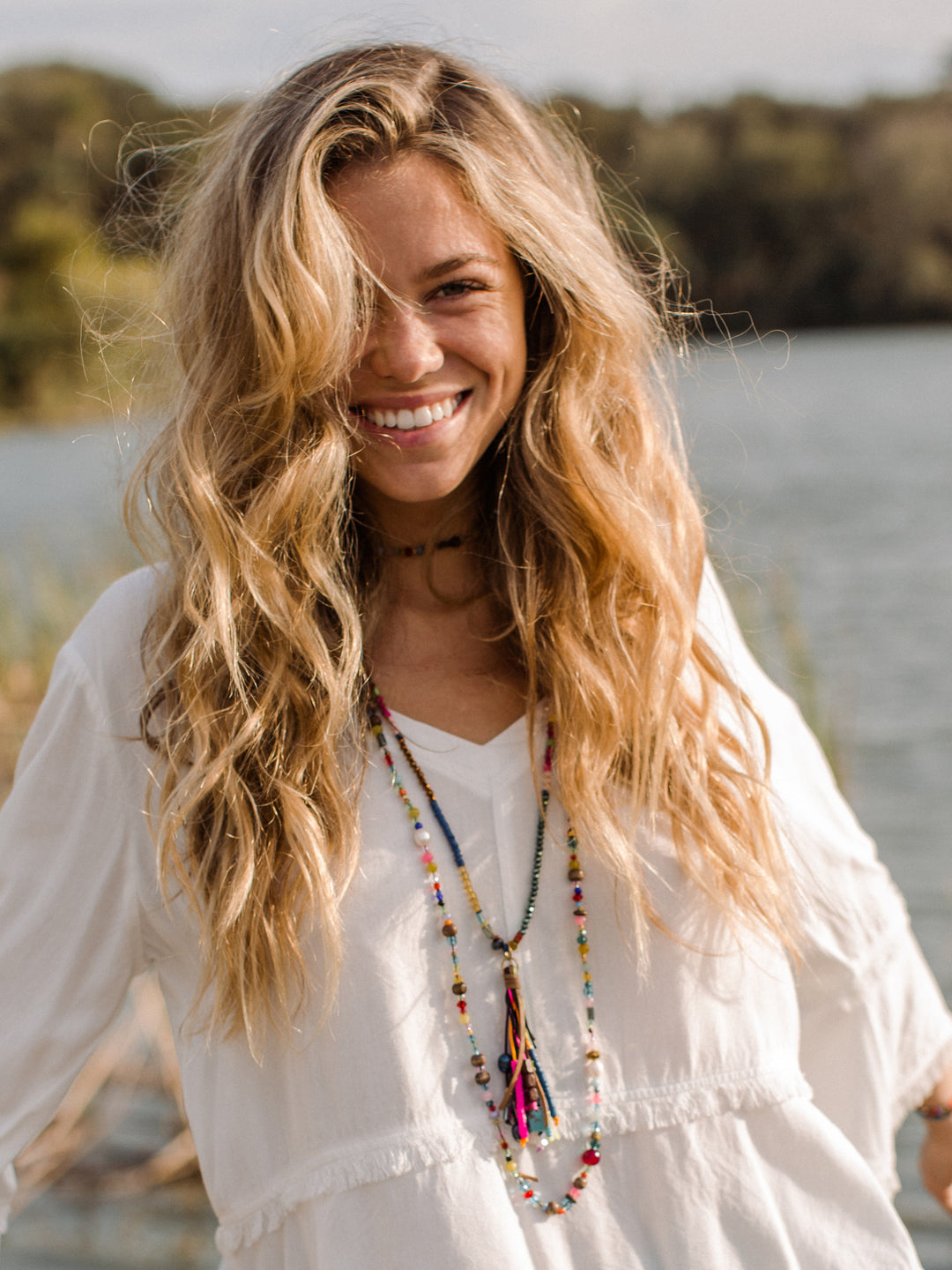 Boho Glass Pearl Beaded Necklace Multicolor – Natural Life