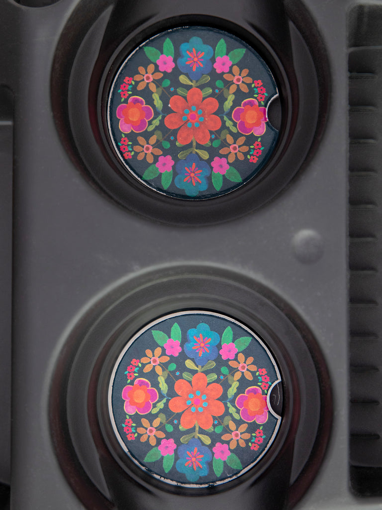 Car Coasters, Set of 2 - Folk Flower-view 2