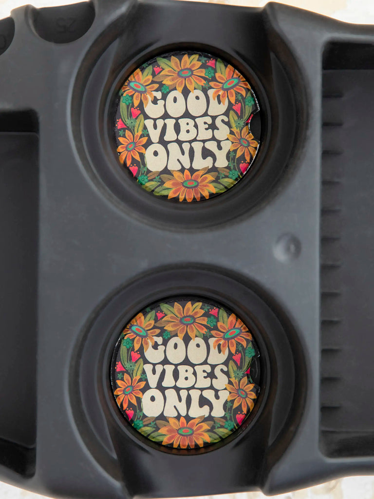 Car Coasters, Set of 2 - Good Vibes Only-view 2