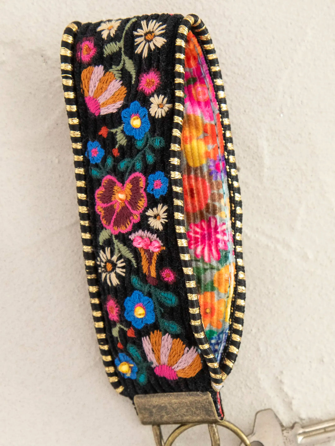 Embroidered Key Chain - Black