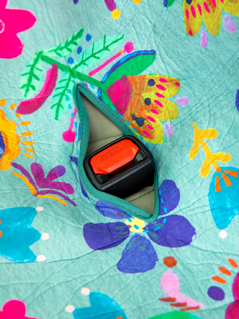 Back Car Seat Cover - Indigo Folk Flower-view 2