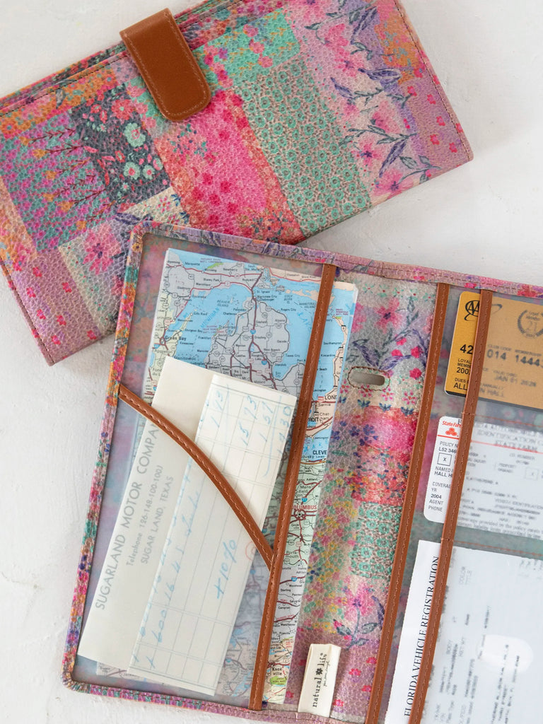 Car Document Holder - Pink Watercolor Patchwork-view 1