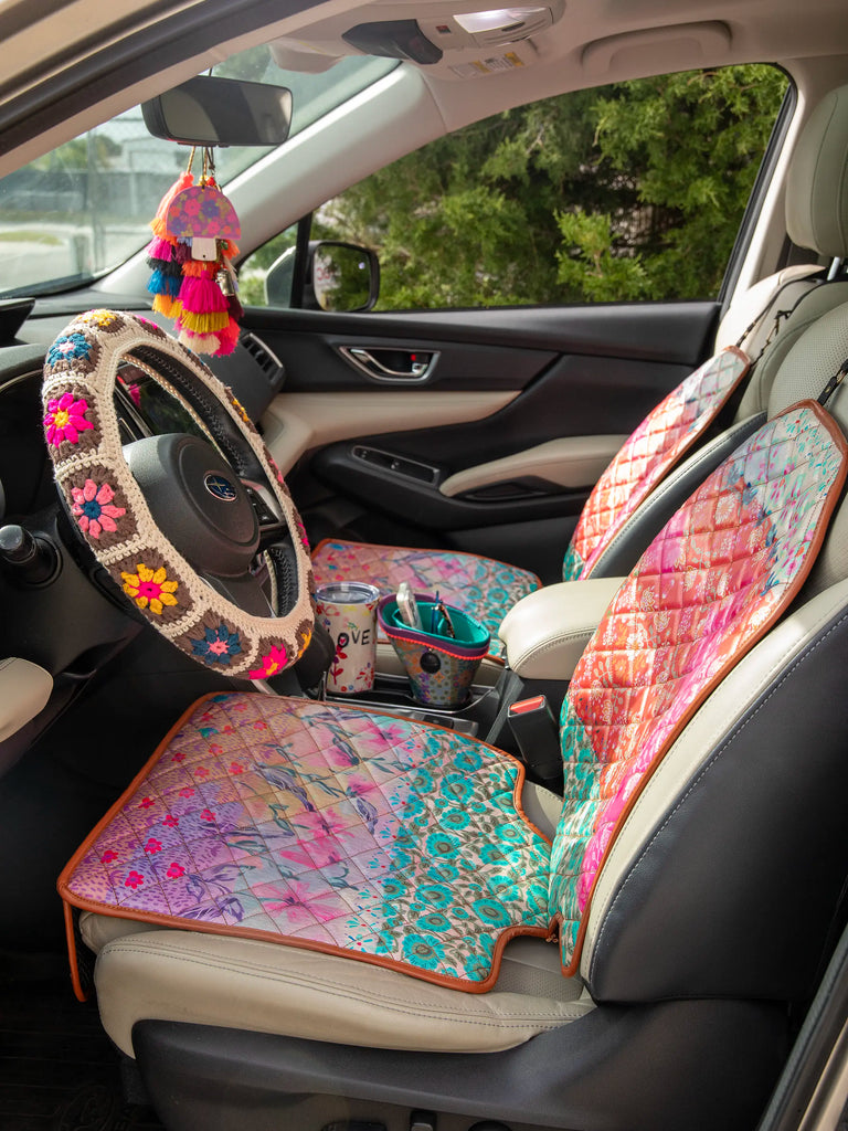 Car Seat Protector - Pink Watercolor Patchwork-view 1