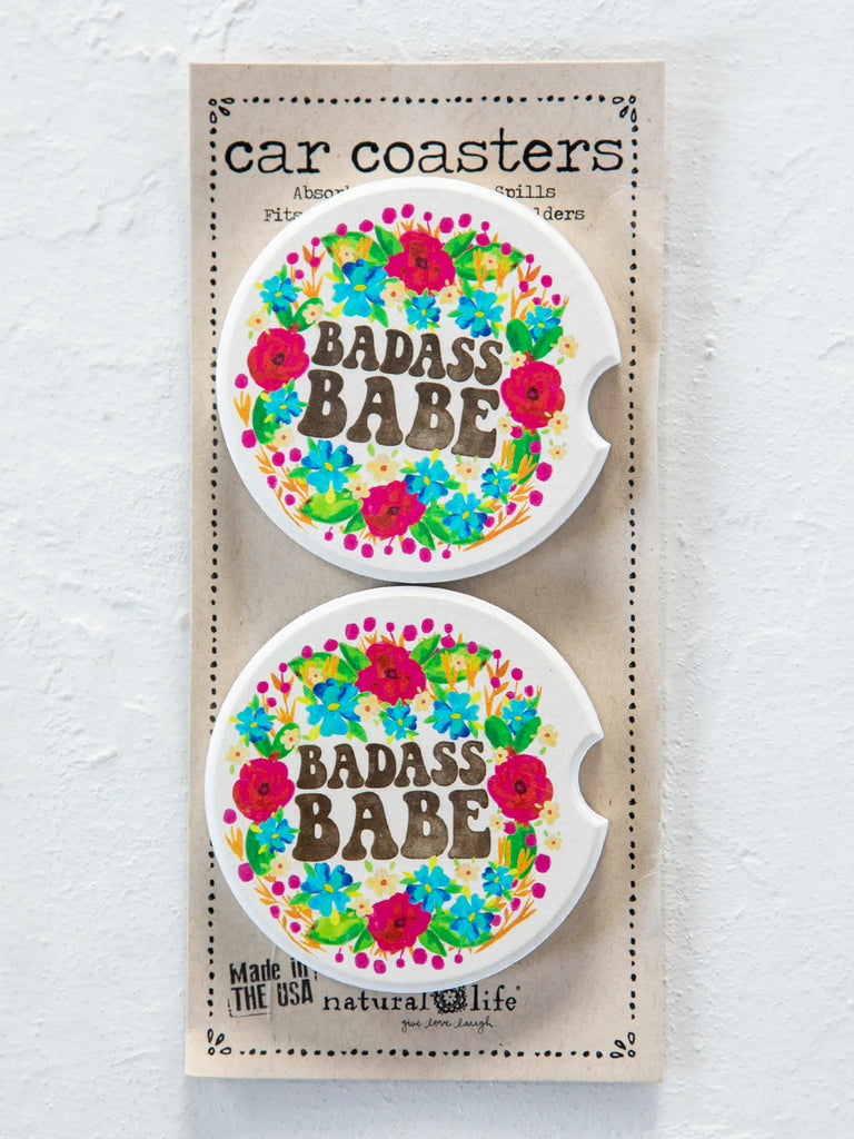 Car Coasters, Set of 2 - Badass Babe-view 1
