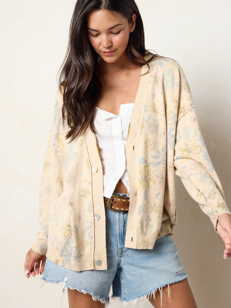 Live Happy Cardigan Sweater - Dahlia Flora Ivory – Natural Life