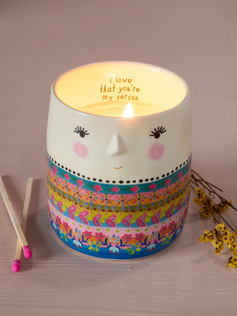 Secret Message Mug Candle - Folk Lady-view 1