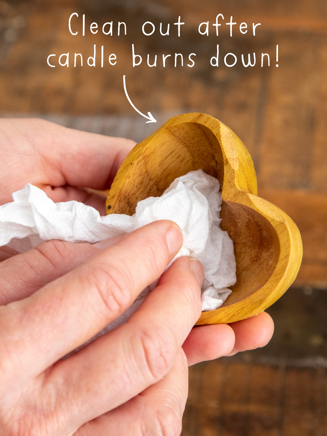 Wooden Heart Surprise Candle - Folk Flower