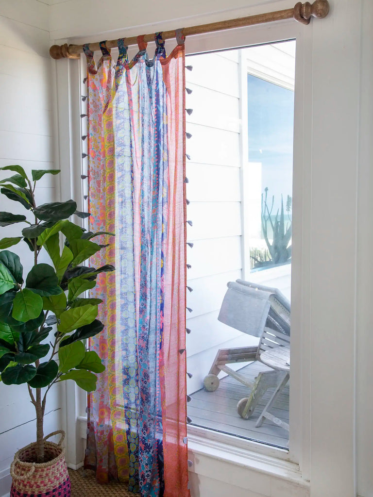 Printed Curtain Panel - Coral Pink Teal-view 2