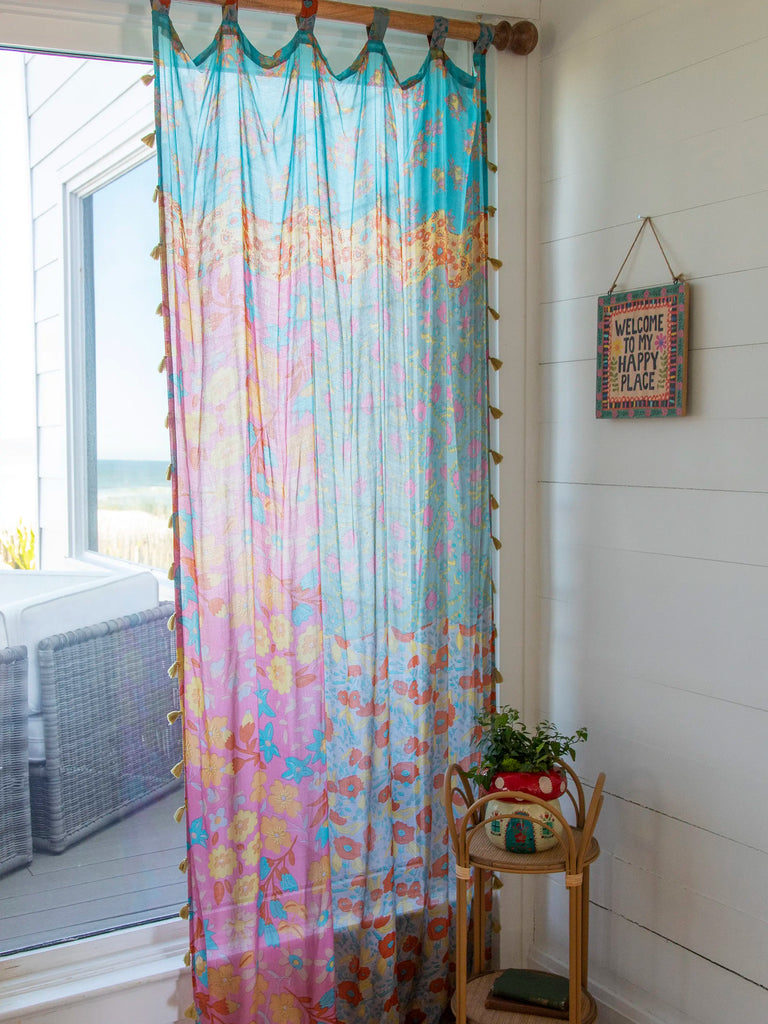 Printed Curtain Panel - Teal-view 3