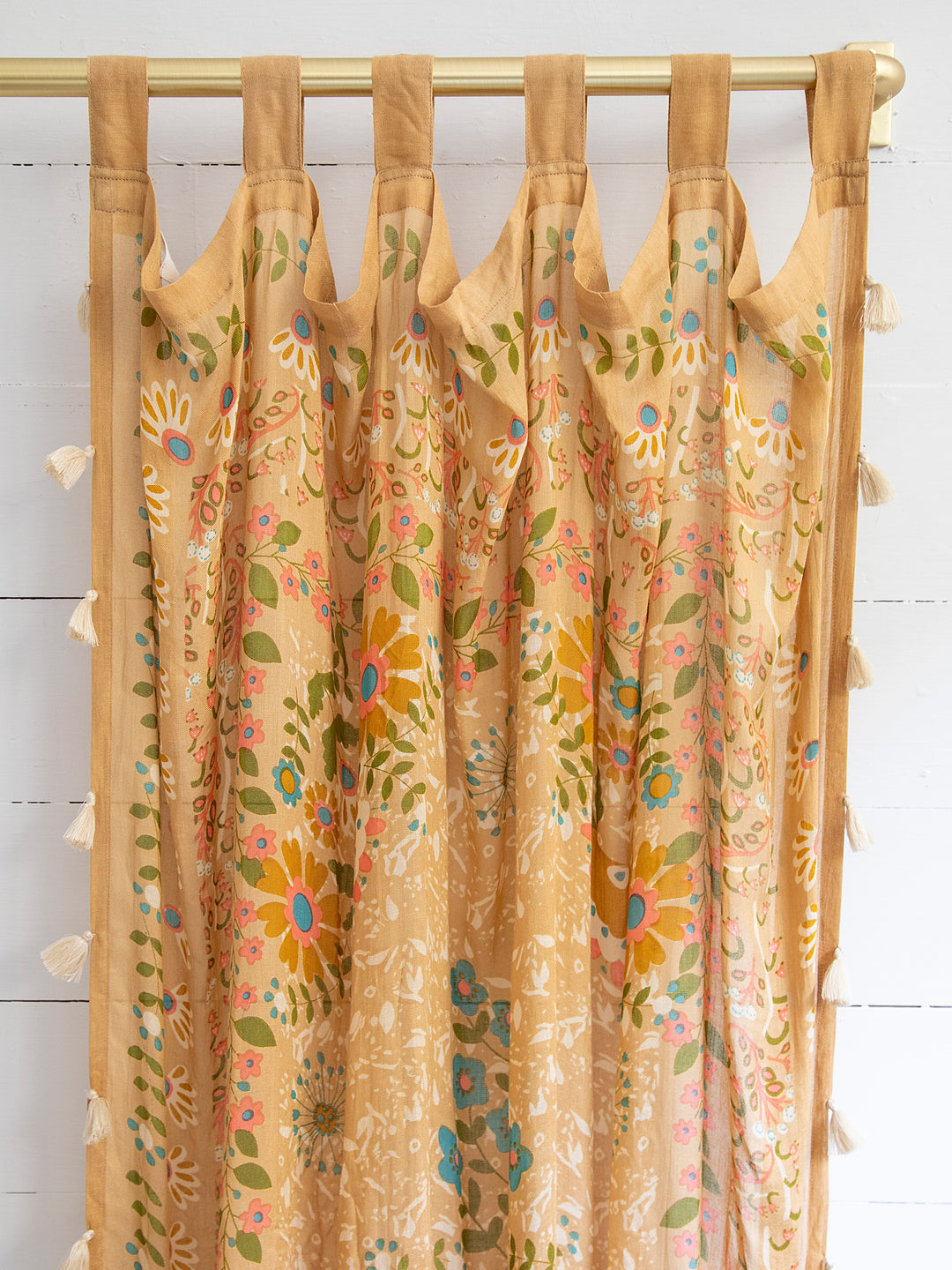 Printed Curtain Panel - Taupe Motif