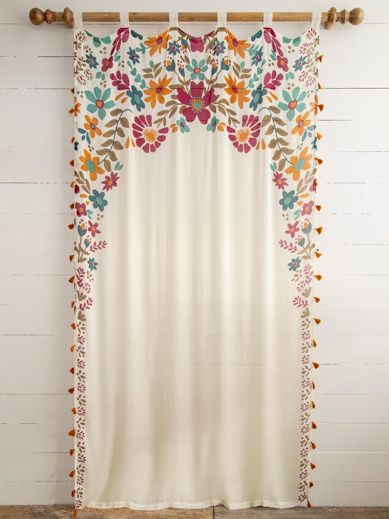 Printed Curtain Panel|Cream Floral-view 4