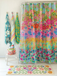 Boho Shower Curtain - Rainbow Floral-view 1