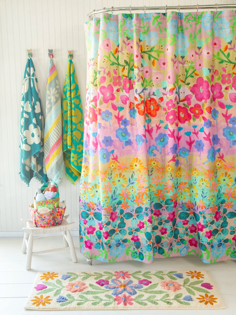 Boho Shower Curtain - Rainbow Floral-view 1