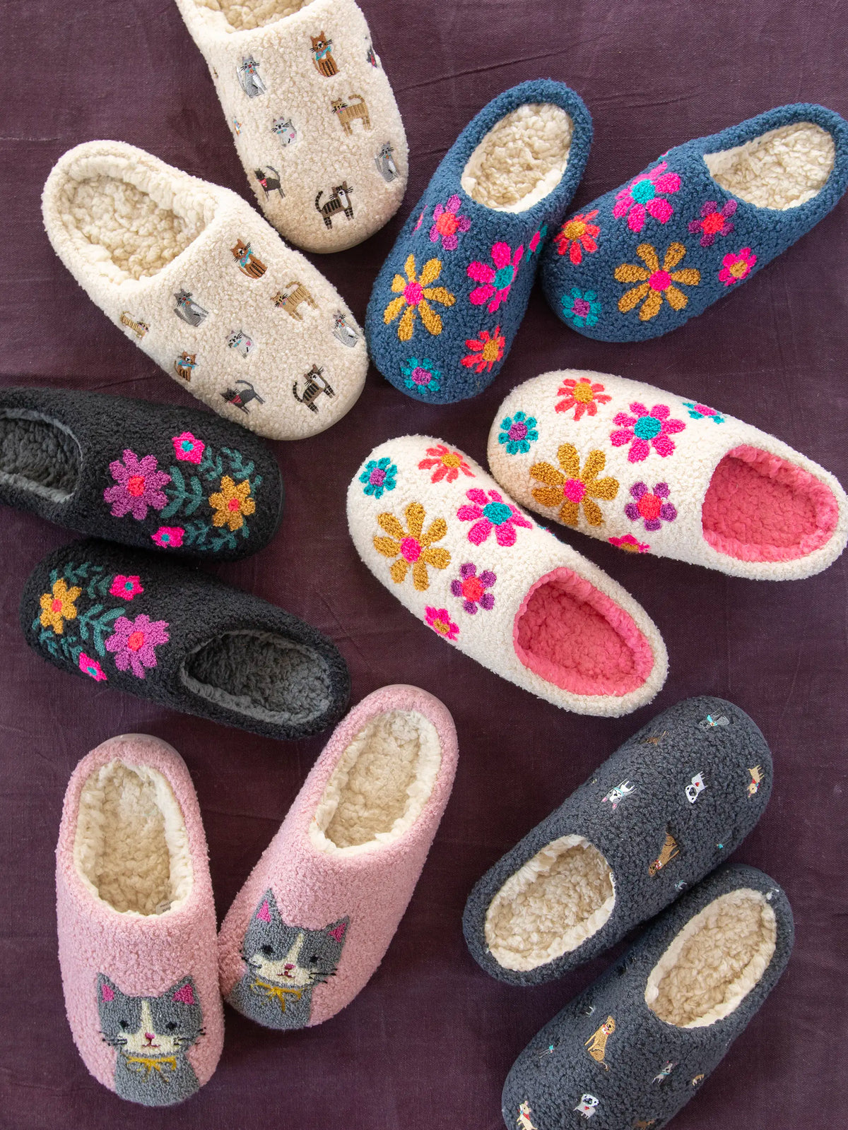 Embroidered Sherpa Slippers - Dogs – Natural Life