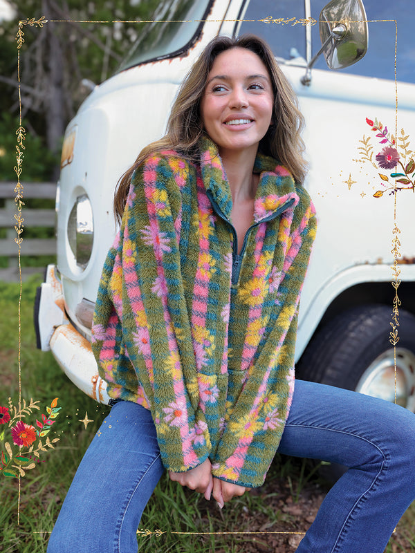 Oversized Striped Crewneck - Sunset Canyon