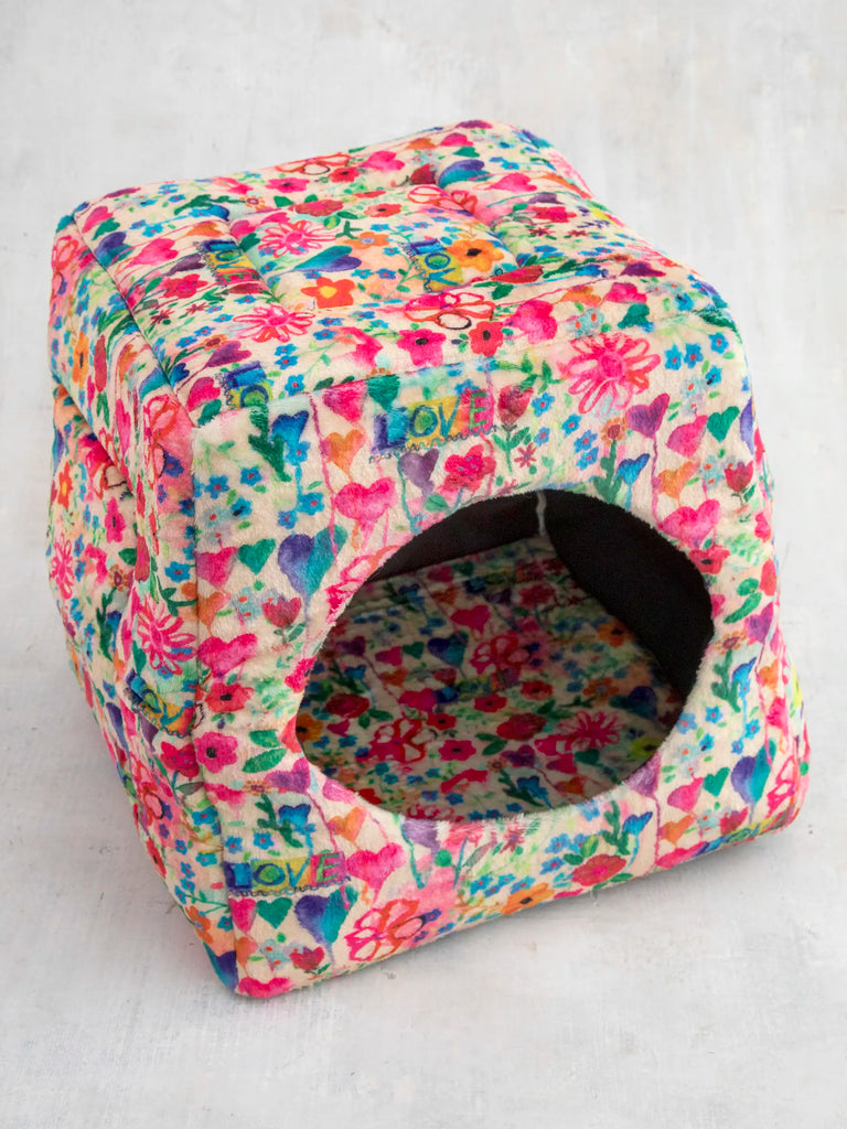 Cozy Cat Bed - Love Graffiti Floral-view 3