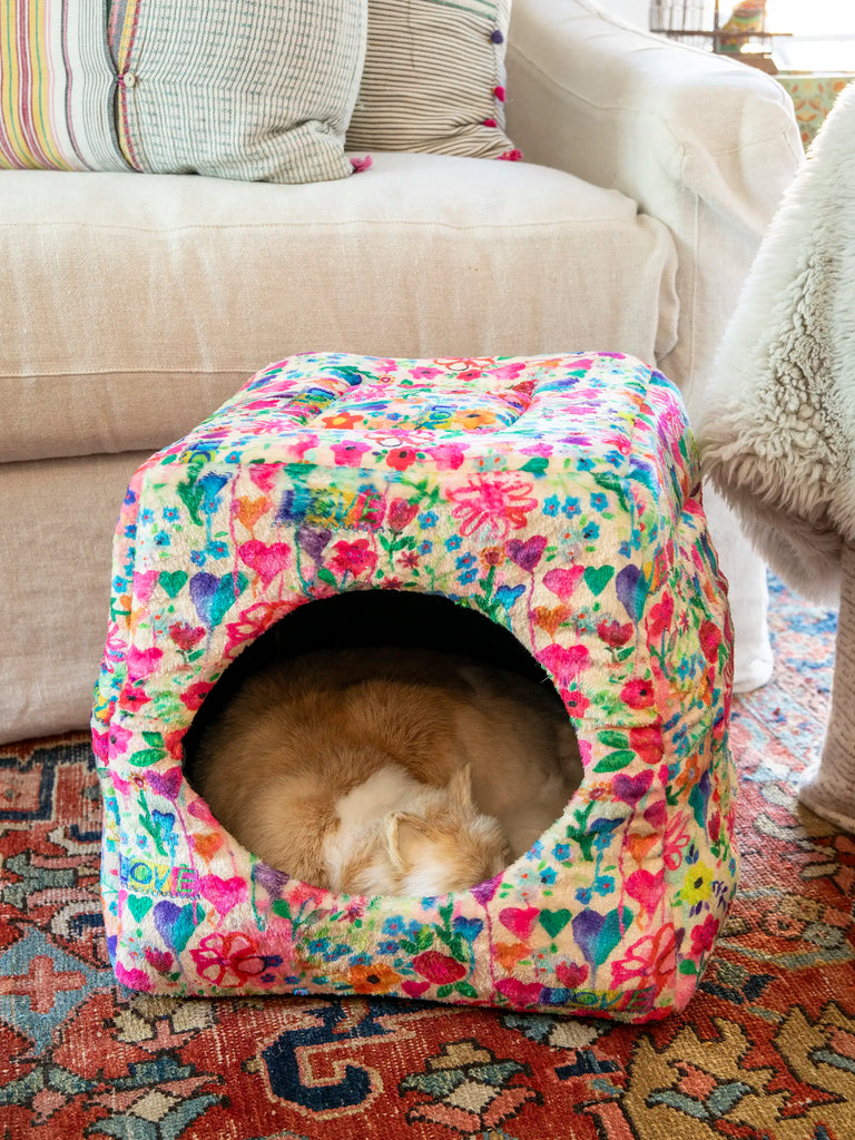 Cozy Cat Bed - Love Graffiti Floral-view 1