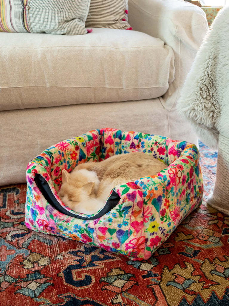 Cozy Cat Bed - Love Graffiti Floral-view 2