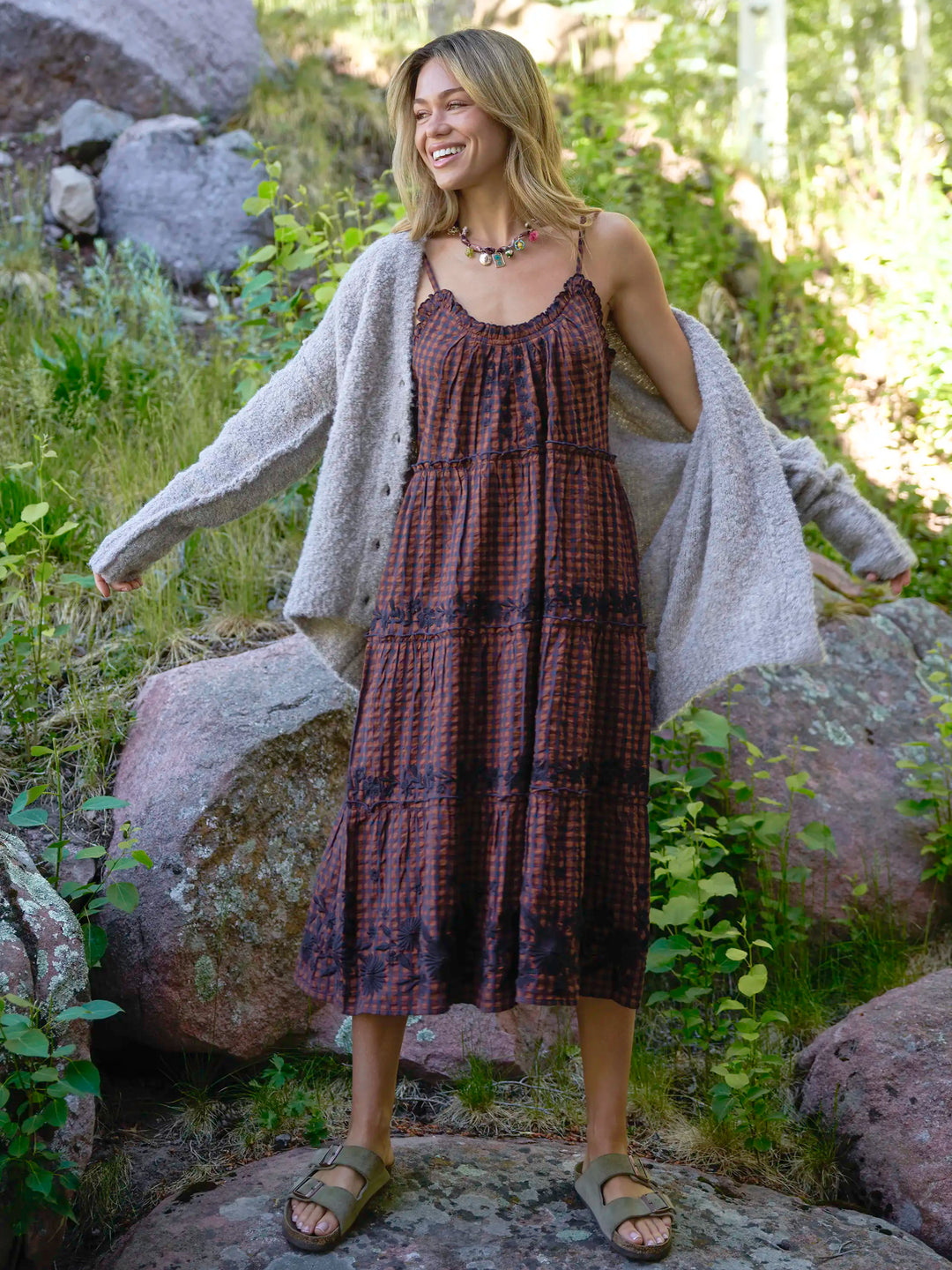 boho gingham dress Harley Embroidered Cotton Midi Lupita Nyong'o Is Dreamy Size:5T/6T automatic-discount-30 the brand has stood