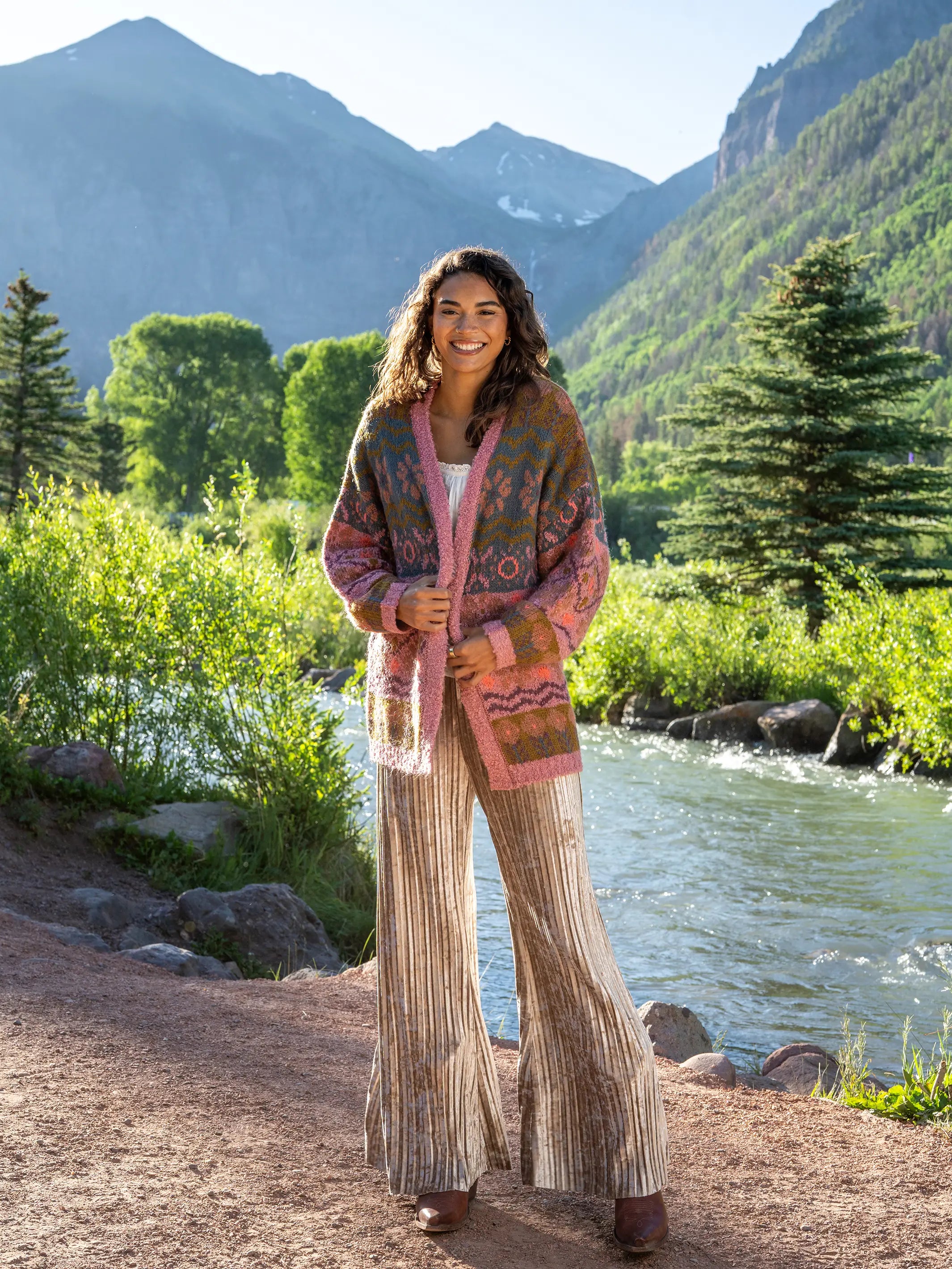 Calla Jacquard Cardigan Sweater - Alpine Meadow Mauve – Natural Life