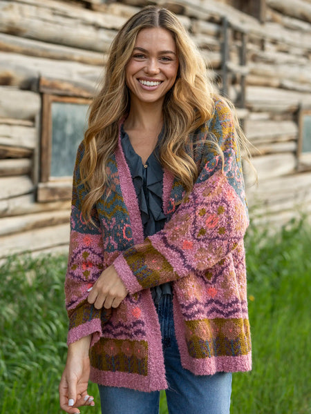 Calla Jacquard Cardigan Sweater - Alpine Meadow Mauve – Natural Life