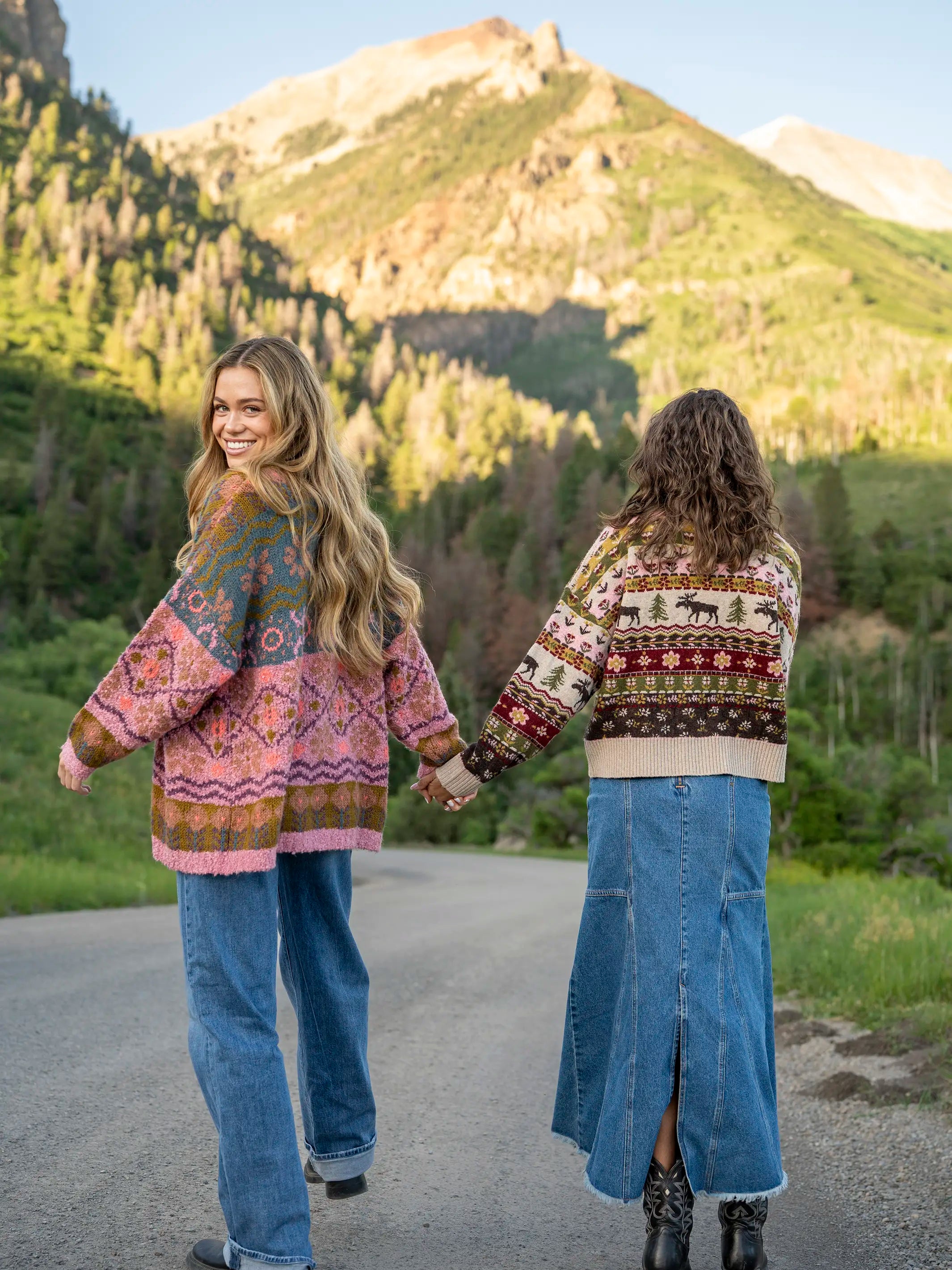 Calla Jacquard Cardigan Sweater - Alpine Meadow Mauve – Natural Life