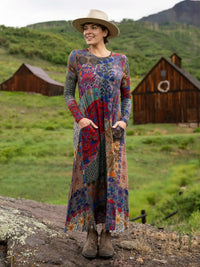 Stevie Knit Maxi Dress - Mandala Borders Patchwork-view 1