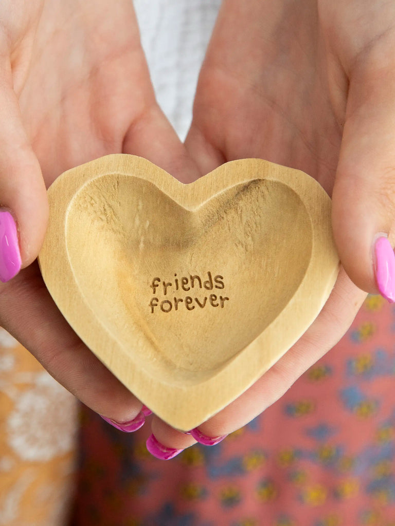 Wooden Heart Trinket Jewelry Dish - Friends Forever-view 2