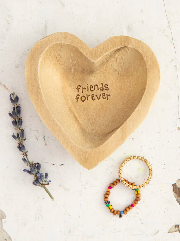 Wooden Heart Trinket Jewelry Dish - Friends Forever-view 1