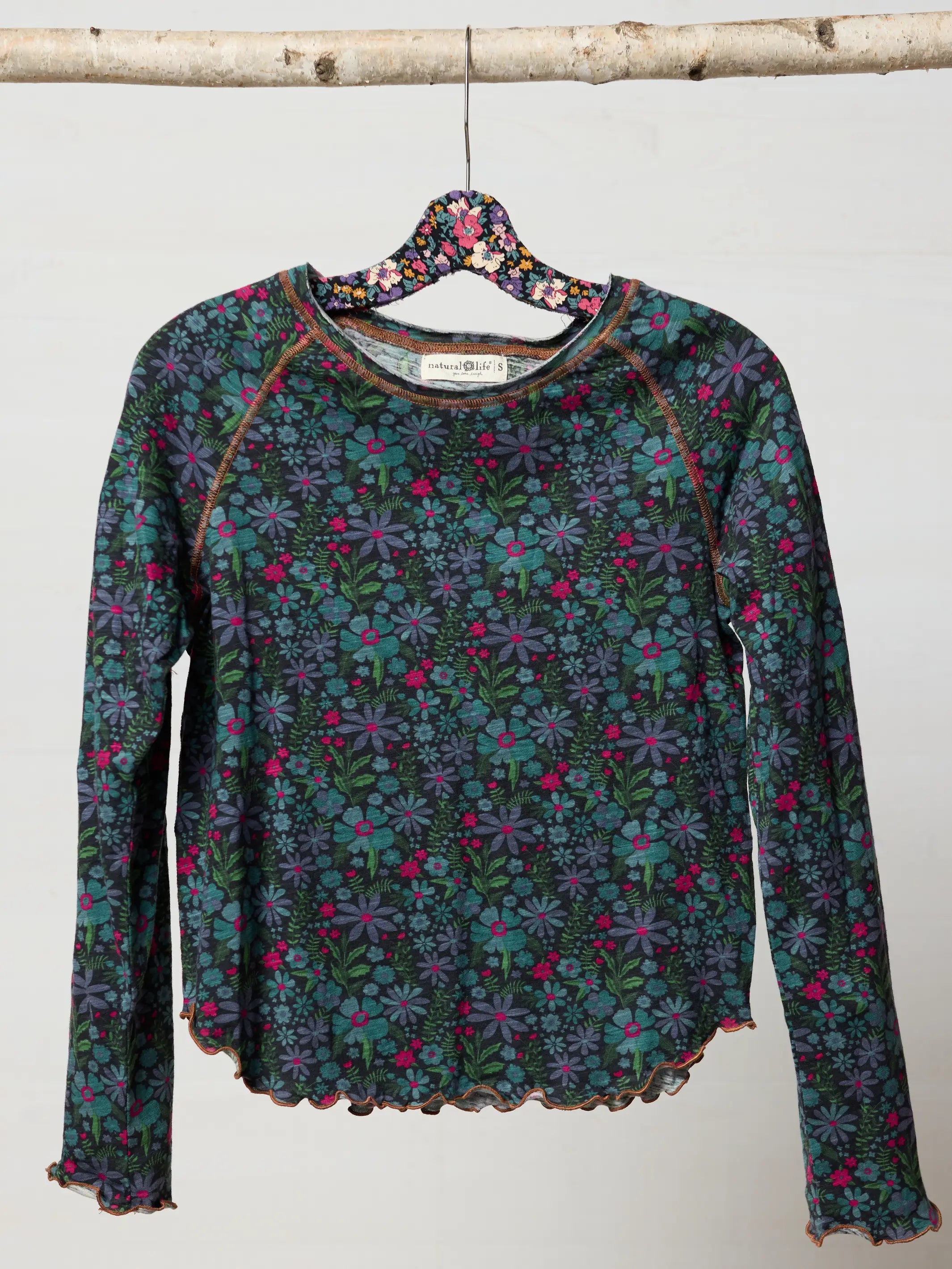 【最終価格】NATURE LIVING＆FACT『This day,this Lily Cotton Long Sleeve Tee Shirt - Dark Blue Garden – Natural Life