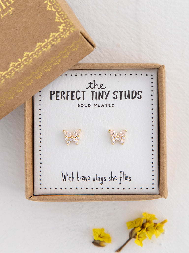 Perfect Tiny Stud Earrings - Butterflies-view 3