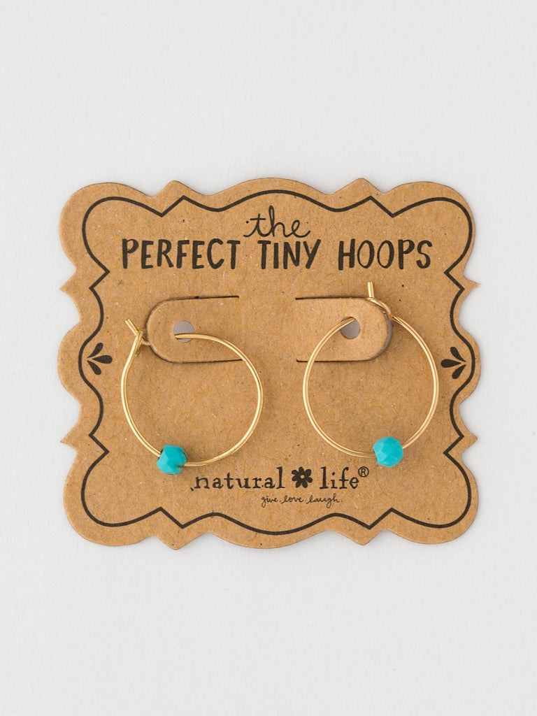 Tiny Hoop Earrings - Turquoise-view 1