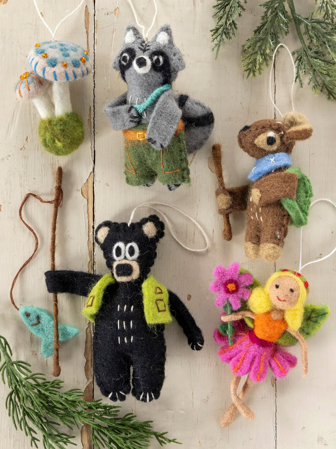 Woodland Friends Hand Felted Ornament - Rascal The Raccoon