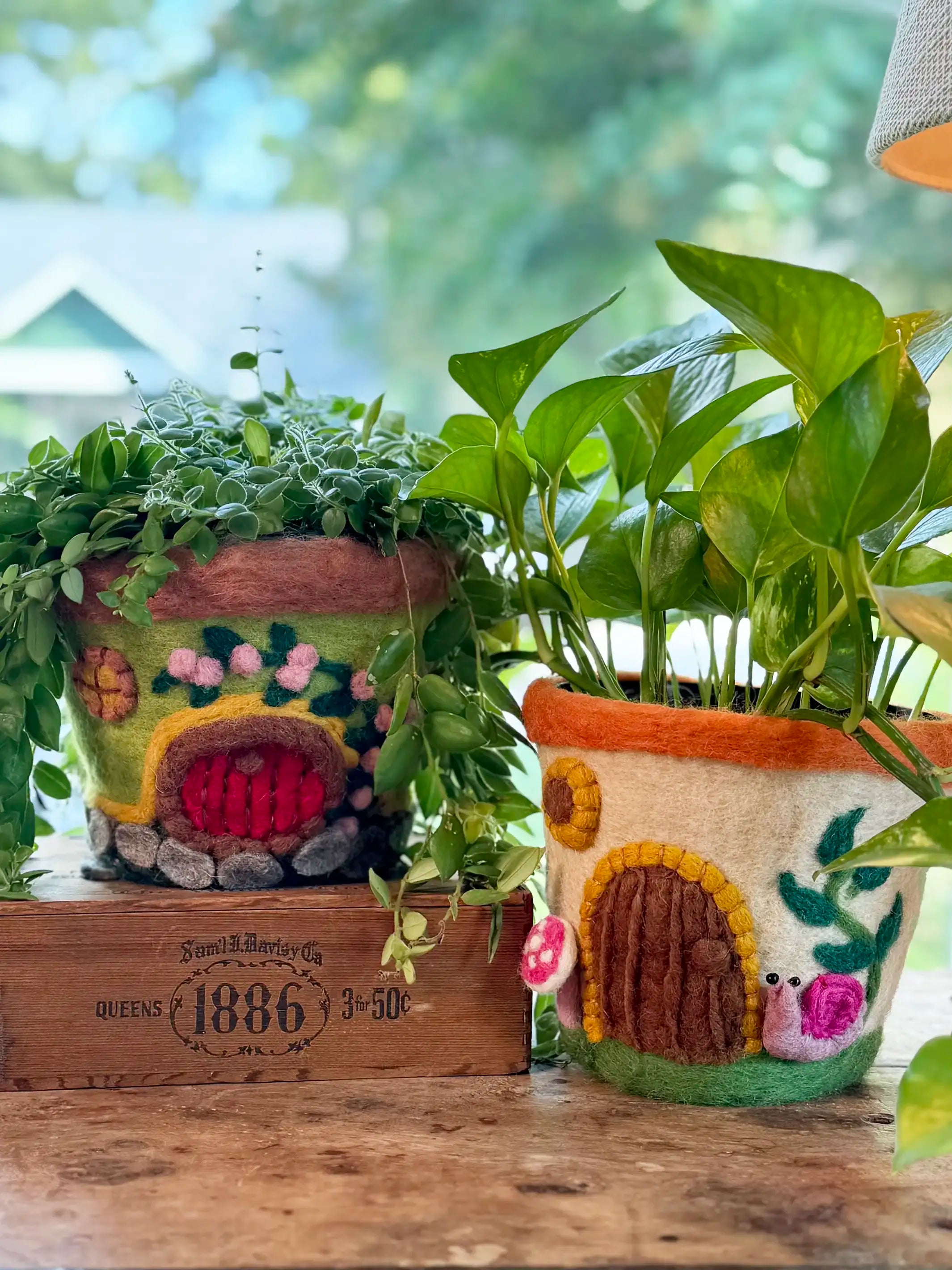 felt pots for plants Hand Felted Wool Planter