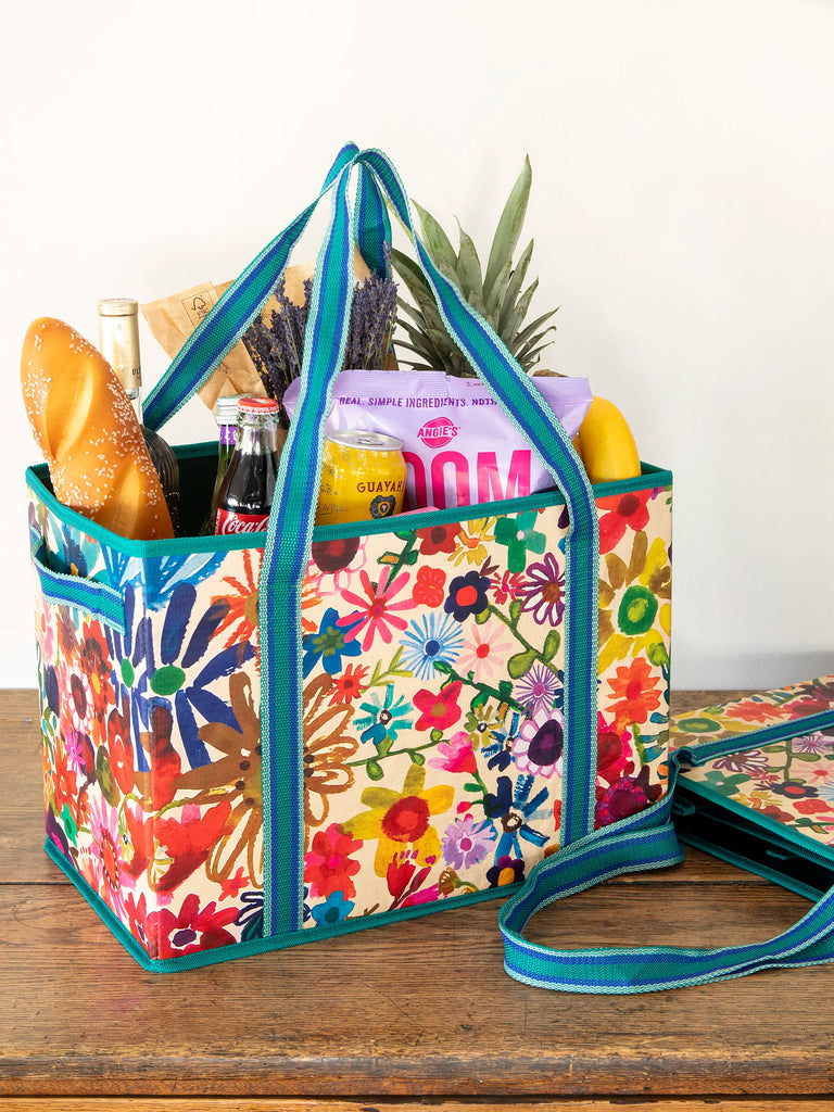 Reusable Grocery Totes, Set of 2 - Bright Floral Garden-view 2