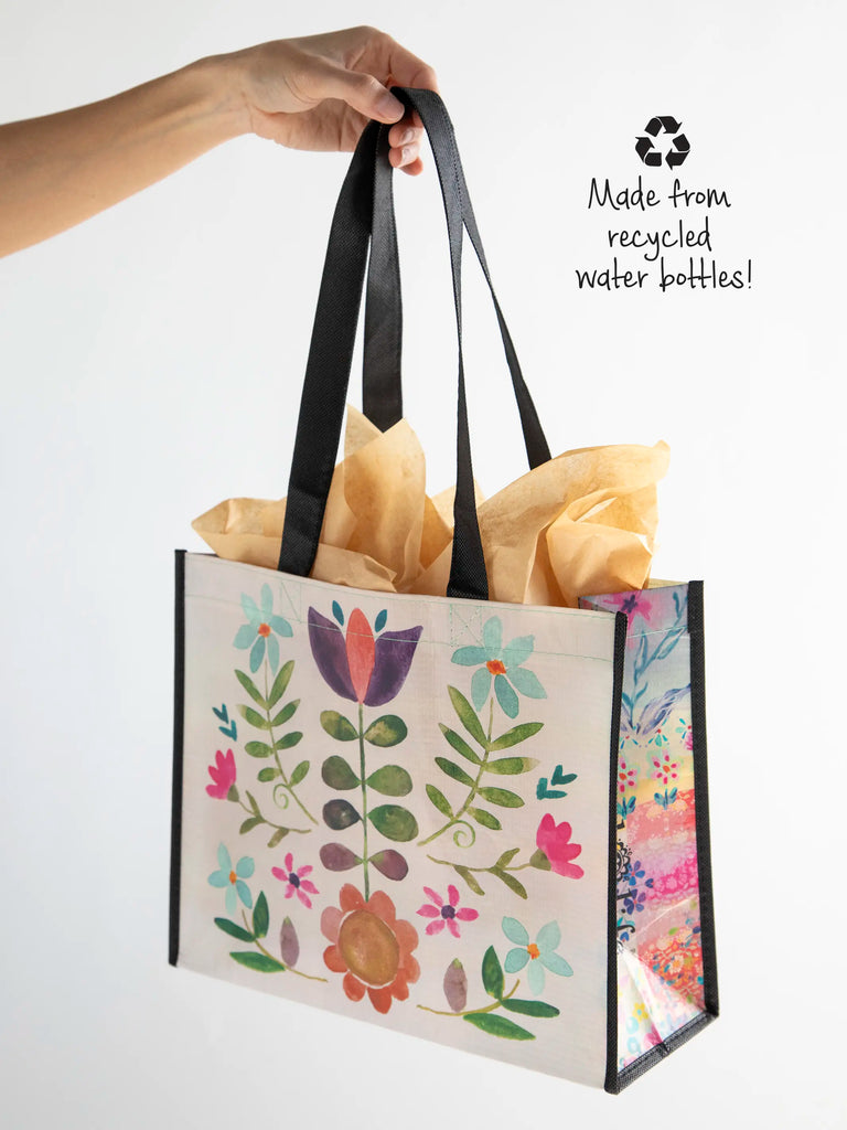 Large Happy Bag, Set of 3 - Cream Folk Flower-view 1